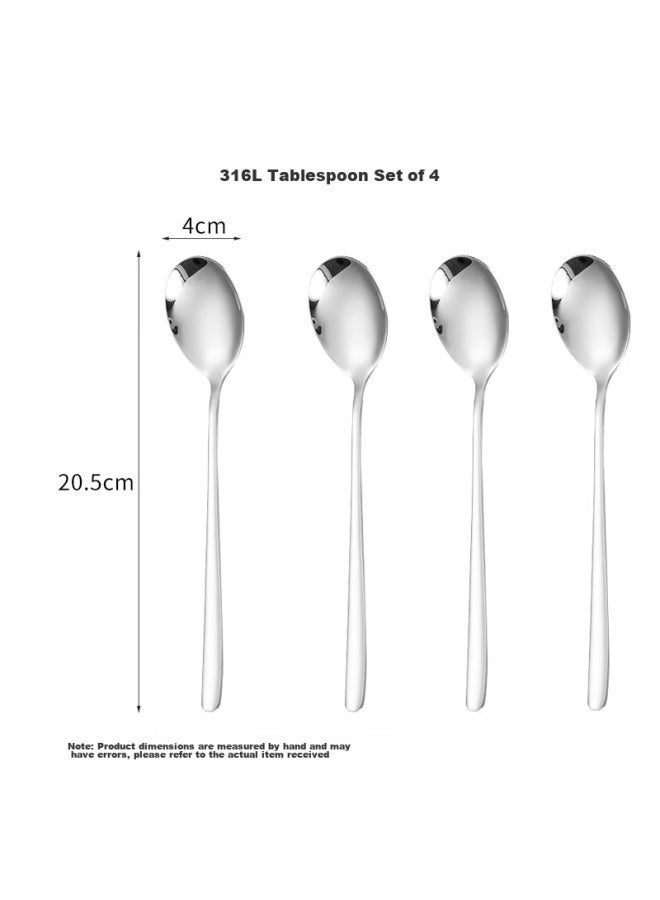 Pick up paintings Hua 316l Stainless Steel Soup Ladle, Large And Thickened Spoon, Table Spoon, Rice Spoon, Soup Spoon, Ladle, Spoon, 4-pack - Image 2