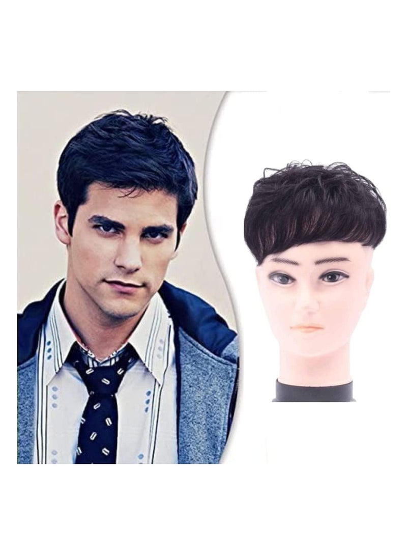 إستيل شعر مستعار بدون عقد للرجال، شعر مستعار آلي للشعر القصير، قطعة بديلة للشعر الحقيقي بالكامل، قطعة شعر مستعار مناسبة للأشخاص الذين يعانون من تساقط الشعر الطبيعي - Image 2