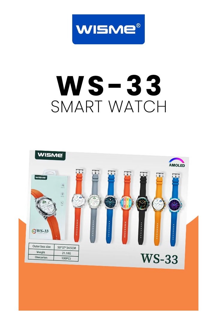 Wisme WS33 Smartwatch  Fitness Tracker Watch with Heart Rate Monitor Sleep Tracking Step Counter Calorie Tracker Waterproof & Bluetooth Smartwatch for Android & iPhone. Features Customizable Bands Interchangeable Straps Smart Notifications Music & Camera Control Long Battery Life. - Image 3