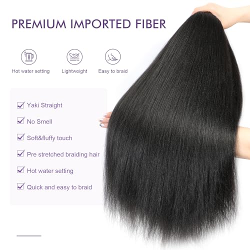 ROSDINA Pre-stretched Braiding Hair - 26 Inch 8 Packs Dark Brown Super Long Braiding Hair For Twist or Box Braids, Yaki Texture Hot Water Setting Synthetic Braiding Hair Extensions (26 Inch, #2-8P) - Image 3