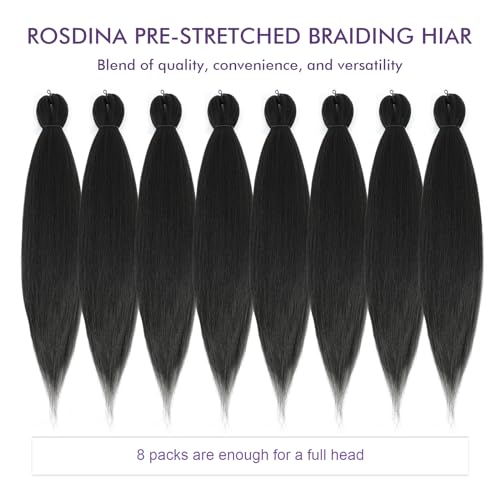 ROSDINA Pre-stretched Braiding Hair - 26 Inch 8 Packs Dark Brown Super Long Braiding Hair For Twist or Box Braids, Yaki Texture Hot Water Setting Synthetic Braiding Hair Extensions (26 Inch, #2-8P) - Image 5