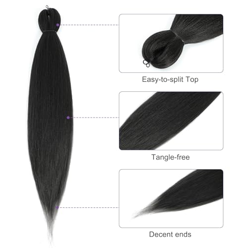 ROSDINA Pre-stretched Braiding Hair - 26 Inch 8 Packs Dark Brown Super Long Braiding Hair For Twist or Box Braids, Yaki Texture Hot Water Setting Synthetic Braiding Hair Extensions (26 Inch, #2-8P) - Image 2