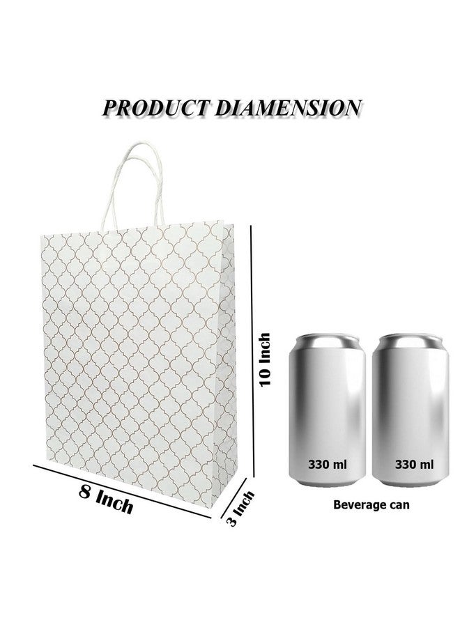 Aakriti Craft Paper Bags, Carry Bag For Wedding Party Craft Retail Packaging, Recycled Twist Handles Colorful White Small Gift Bags Shopping Bags Small Size: 10 x 8 x 3 Inch (20 PCS) - Image 2