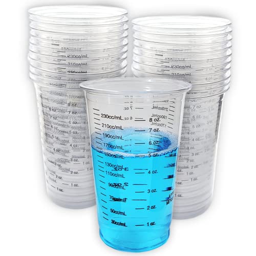 20 كوب بلاستيكي شفاف disposable سعة 8 أونصات لخلط الطلاء والمواد اللاصقة والراتنج epoxy