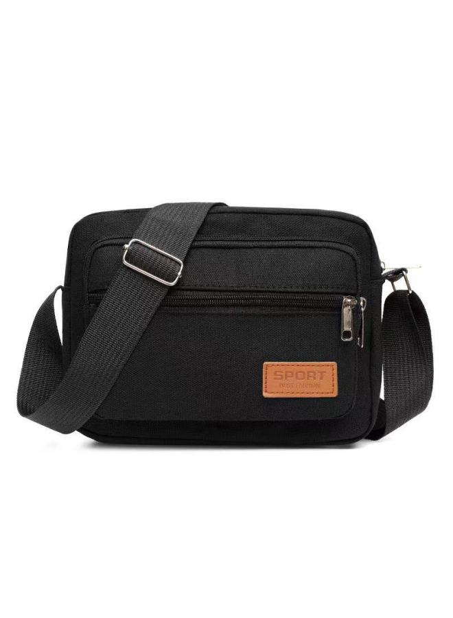 Business Bag Men's And Women's Nylon Wallet Canvas Charging Bag Cashier Shoulder Messenger Bag OxFord Cloth Bag Korean Style Shoulder Bag-Color:Horizontal Sport Black  - Image 1