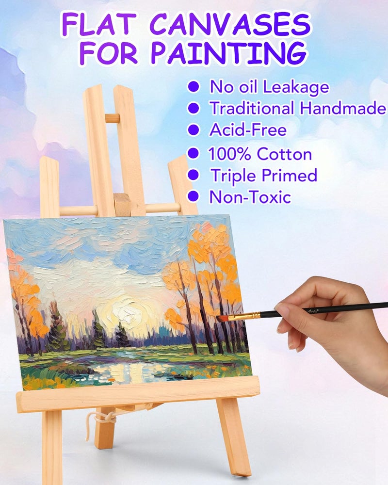 FUMILE 5x7 Inch Canvas Boards for Painting, 8 Pack Primed Acid-Free Blank Canvas Panels, Mini Canvas for Beginners & Artist, Small Canvases for Painting for Classroom and Painting Parties. - Image 3