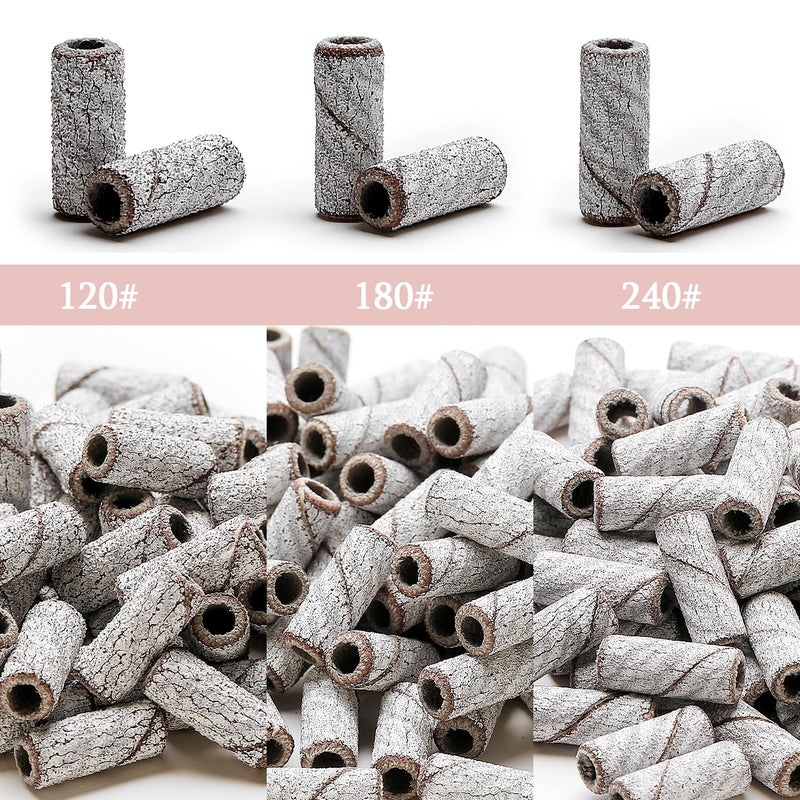 ERUIKA 100pcs Nail Drill Bits Small Sanding Bands with Upgrade 3.1mm Mandrel Bit, 240 Extra Fine Grit Nail File Sanding Bands for Acrylic Nails Gel Removing Shaping Manicures and Pedicure(Zebra,240) - Image 5