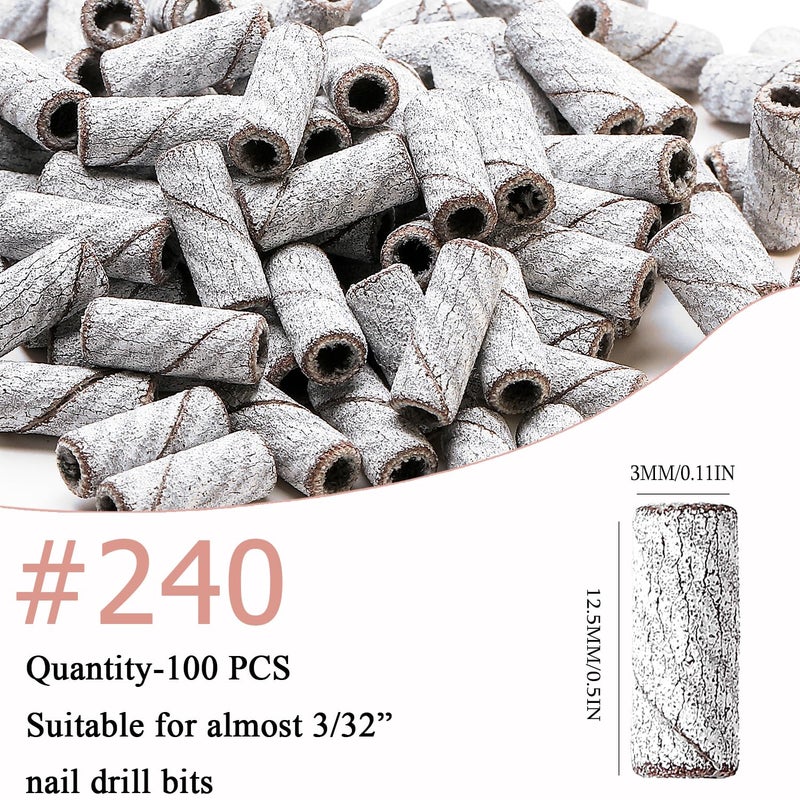 ERUIKA 100pcs Nail Drill Bits Small Sanding Bands with Upgrade 3.1mm Mandrel Bit, 240 Extra Fine Grit Nail File Sanding Bands for Acrylic Nails Gel Removing Shaping Manicures and Pedicure(Zebra,240) - Image 2