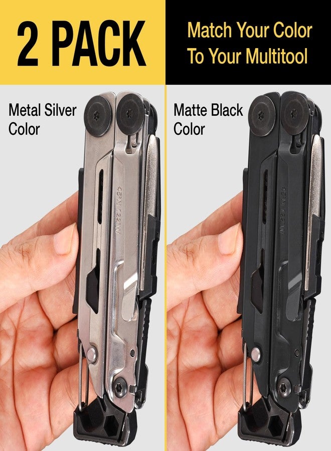 Samorillo [2-Pack] Stainless Steel Pocket Clip - Perfect Fit For Leatherman Signal Multi-Tool - 1 Black + 1 Silver/Metal - Add Or Replace Broken Belt Clip in Seconds - Screwdriver Included For Easy Installation - Image 2