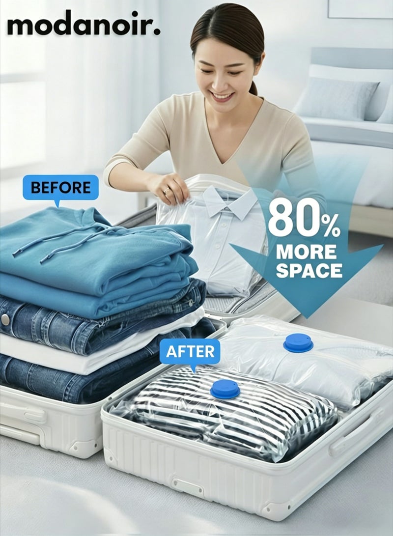 AETHER 6 PCS Premium Vacuum Storage Bags (60 x 80cm) Space Saver Vacuum Bags for Clothes, Pillows, Blankets & Duvets, Clothes Organizer & Travel Accessories Durable Vacuum Storage Bag with Pump Manual - Image 2