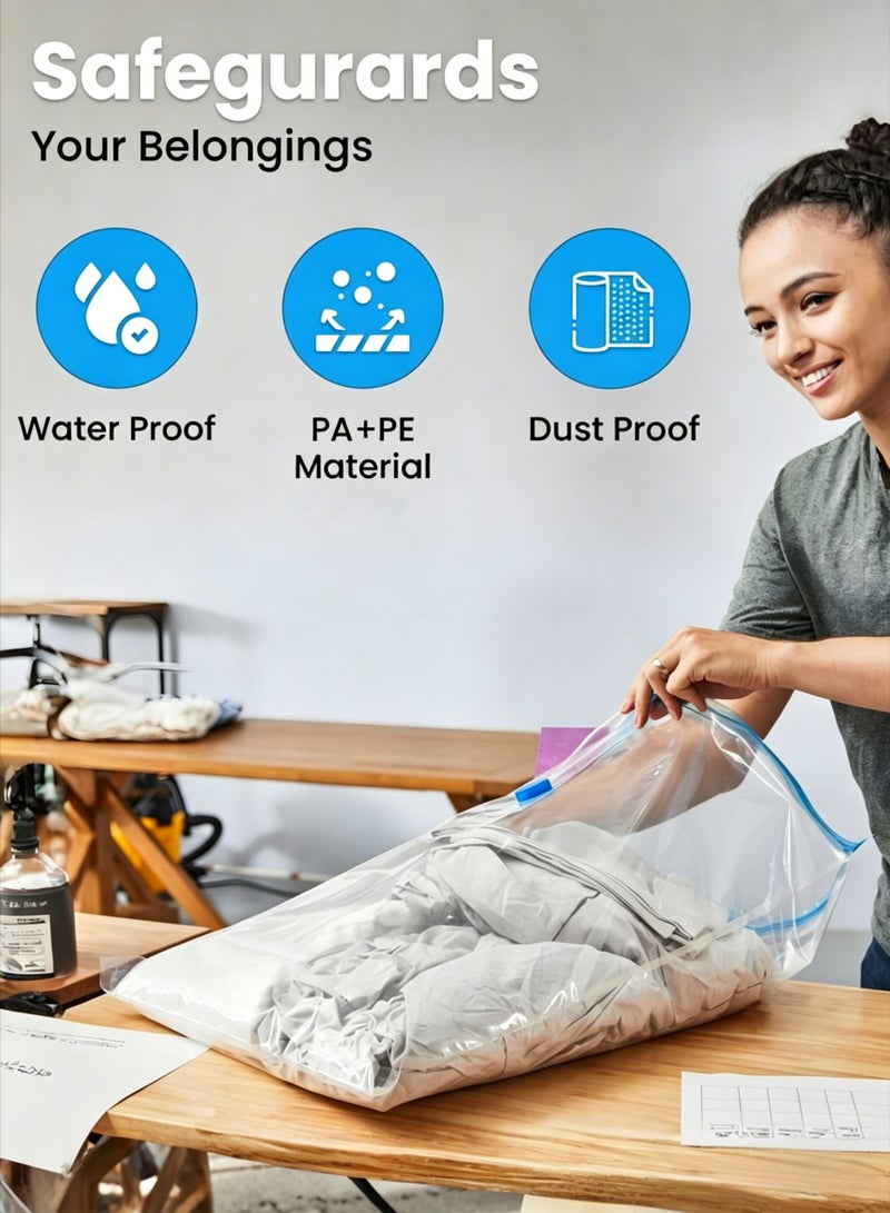AETHER 6 PCS Premium Vacuum Storage Bags (60 x 80cm) Space Saver Vacuum Bags for Clothes, Pillows, Blankets & Duvets, Clothes Organizer & Travel Accessories Durable Vacuum Storage Bag with Pump Manual - Image 4