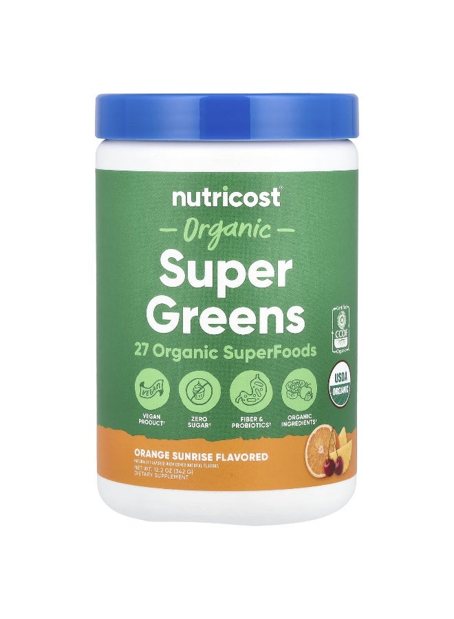 Nutricost, Organic Super Greens, Orange Sunrise, 12.2 oz  (342 g) - Image 1