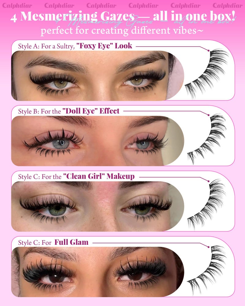 calphdiar Bottom Lash Clusters DIY Eyelash Extensions 4 Styles Lower Lashes Wispy Bottom Individual Lashes 5-7mm Natural Thin Band Eyelash Clusters 225pcs for Bottom Lash Extension by calphdiar - Image 4