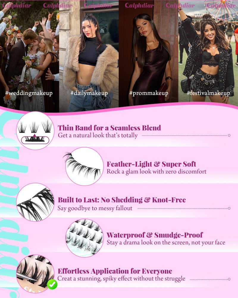 calphdiar Bottom Lash Clusters DIY Eyelash Extensions 4 Styles Lower Lashes Wispy Bottom Individual Lashes 5-7mm Natural Thin Band Eyelash Clusters 225pcs for Bottom Lash Extension by calphdiar - Image 5