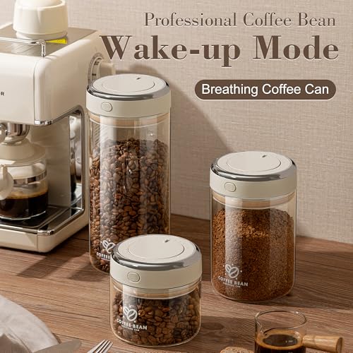 IRCtek Coffee Bean Storage Container with One-way Valve Airtight Lid Date Tracker for Coffee and More Food Fresh and Storage, Clear Borosilicate Glass Coffee Canister(1.2 Qt - 13.1 OZ) - Image 2