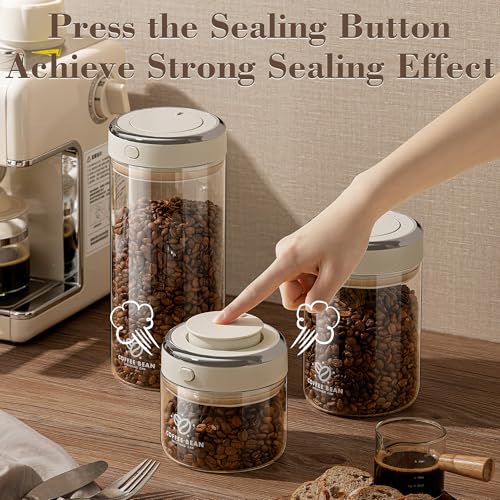 IRCtek Coffee Bean Storage Container with One-way Valve Airtight Lid Date Tracker for Coffee and More Food Fresh and Storage, Clear Borosilicate Glass Coffee Canister(1.2 Qt - 13.1 OZ) - Image 5