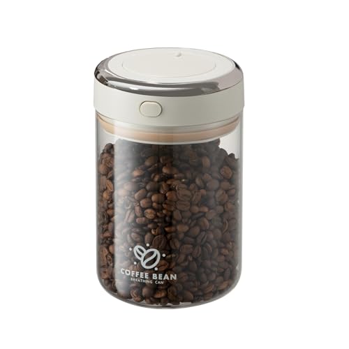 IRCtek Coffee Bean Storage Container with One-way Valve Airtight Lid Date Tracker for Coffee and More Food Fresh and Storage, Clear Borosilicate Glass Coffee Canister(1.2 Qt - 13.1 OZ) - Image 1