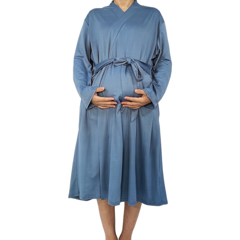 SUFEINI Maternity Robes and Matching Swaddle Blanket Set, Women Mommy Postpartum Robe Hospital Labor and Delivery Gown - Image 2