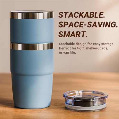 Cafezi 8 oz Espresso/Coffee Cup with Magnetic Lid, Ceramic-Lined 18/8 Stainless Steel, Double-Wall Vacuum Insulated, Stackable, Dishwasher Safe, Mini Tumbler for On-the-Go (Seafoam, 2 Pack) - Image 5