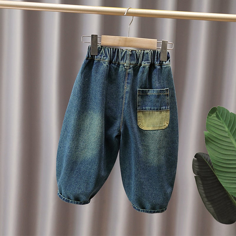 Boys Jeans 2024 New Stitching Korean Baby Loose Torre Trousers Harlan Trousers Trendy Radish Pants - Image 5