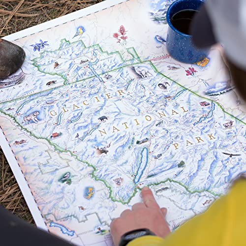 Xplorer Maps Glacier National Park Hand-Drawn Map – 24x18 Vintage-Style Lithographic Print – Made in USA - Image 3