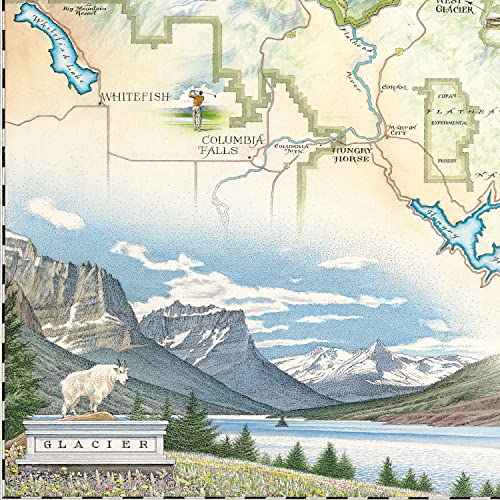 Xplorer Maps Glacier National Park Hand-Drawn Map – 24x18 Vintage-Style Lithographic Print – Made in USA - Image 4