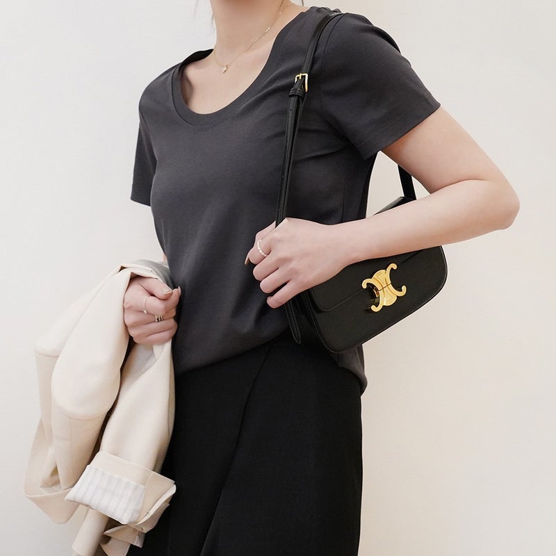 High-grade Sense Mulberry Silk Collarbone Large Neck mercerized Cotton Short-sleeved T-shirt Women''s Large Round Neck Chic Low Collar Top - Image 4