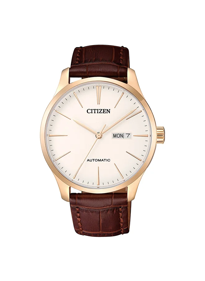 CITIZEN Men's Analog Round Shape Leather Wrist Watch NH8353-18A 40 Mm