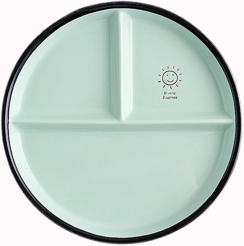 Coco Me CoCoMe Round Smile Sun Ceramic Porcelain Divided Dessert Salad Plate Dinner Plate  8 Inch 1 Green - Image 1