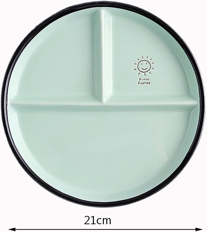 Coco Me CoCoMe Round Smile Sun Ceramic Porcelain Divided Dessert Salad Plate Dinner Plate  8 Inch 1 Green - Image 2