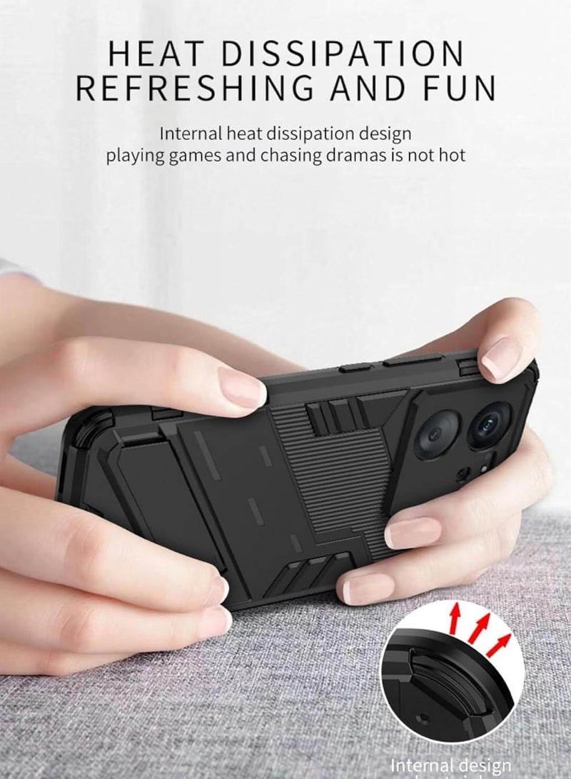 general Case Compatible with Xiaomi 13T, [Shockproof] Soft TPU Bumper and Hard PC Back Cover with Stand [Camera Lens Protecctor] [Non-Slip] [Outdoor] - Image 2