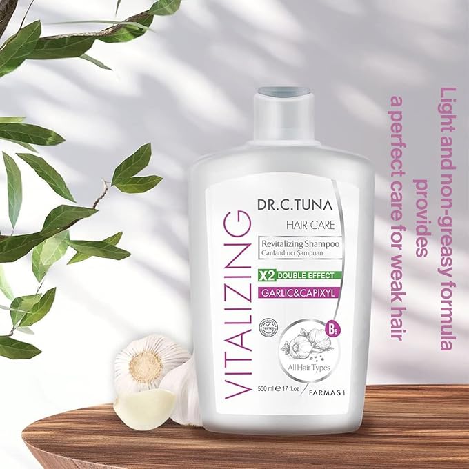 FARMASI Dr. C. Tuna Vitalizing Garlic Shampoo with Capixyl, 17 fl oz - Image 2