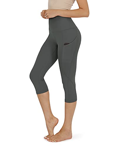 ODODOS Women's High Waisted Yoga Capris with Pockets,Tummy Control Non See Through Workout Sports Running Capri Leggings, Plus Size, Charcoal,XX-Large - Image 1