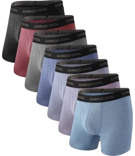 BAMBOO COOL سروال داخلي للرجال من BAMBOO COOL، تنفس فائق، لا يرتفع، بوكسر بريف مع حزام مرن مريح، عبوة متعددة - Image 1