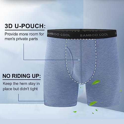 BAMBOO COOL سروال داخلي للرجال من BAMBOO COOL، تنفس فائق، لا يرتفع، بوكسر بريف مع حزام مرن مريح، عبوة متعددة - Image 2