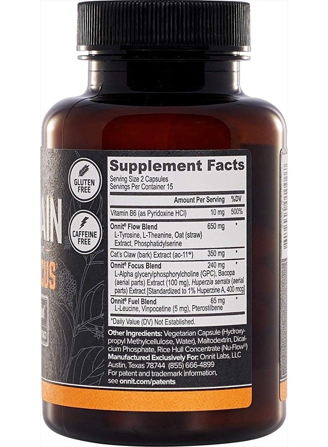 Onnit Alpha Brain (30ct) Nootropic Brain Booster Supplement For Memory, Focus, and Mental Clarity with Bacopa, AC11, Huperzine A, L-Tyrosine, and Vitamin B6 - Image 3