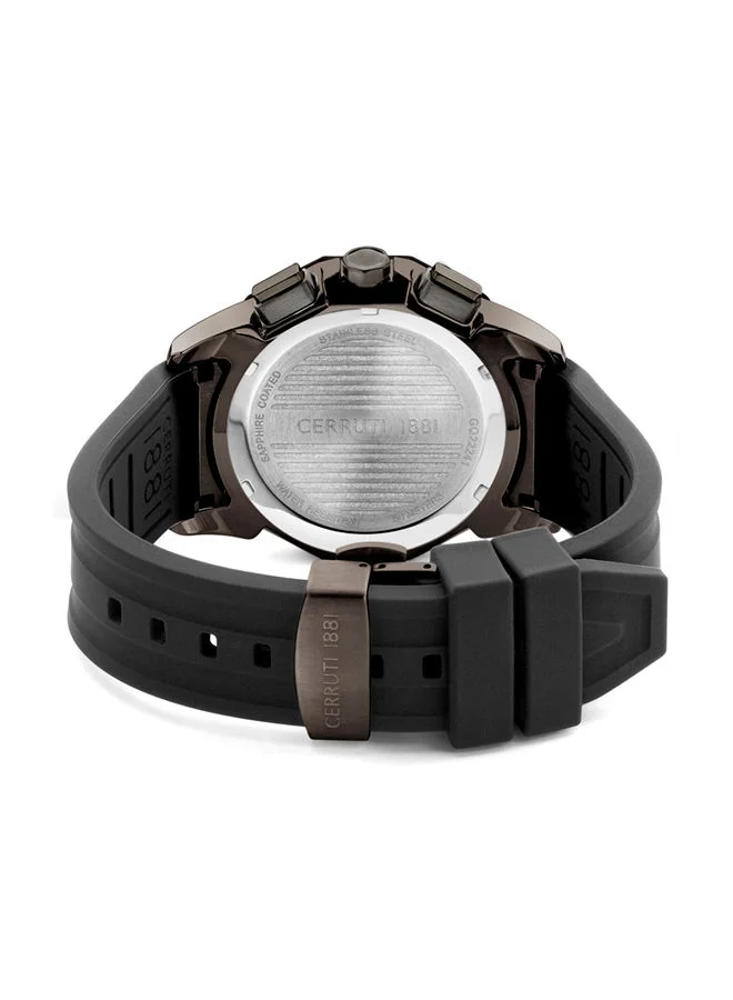 CERRUTI 1881 Molveno 45mm Men's Analog Watch with Black Silicone  Strap