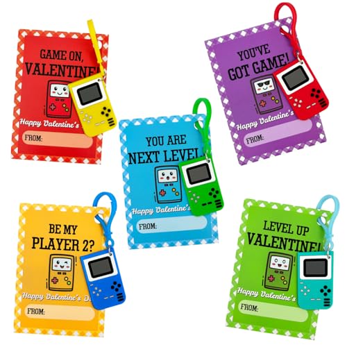 Wondrus Non Candy Valentines Gifts for Class Kids 24 Pack Funny Video Game Keychains With Classroom Exchange Cards for Boys Girls Valentine Goodie Bag Stuffers Party Favors Prizes for Elementary School - Image 1
