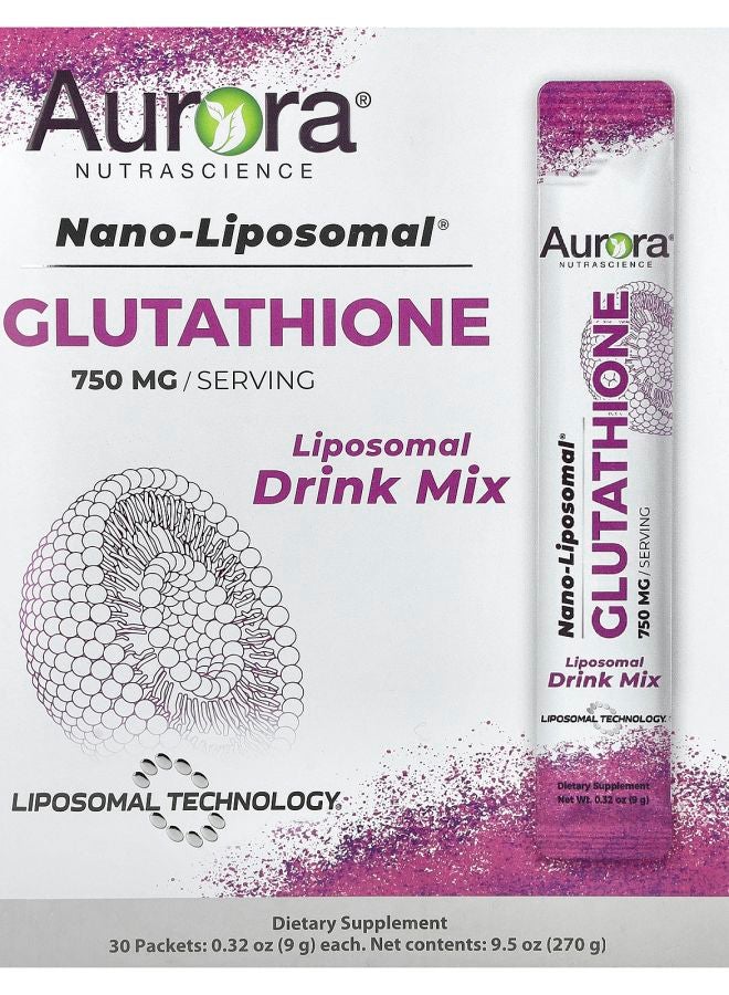 Aurora Nutrascience مشروب نانو ليبوزوم الجلوتاثيون 750 ملغ 30 عبوة 0.32 أونصة (9 غ) لكل منها