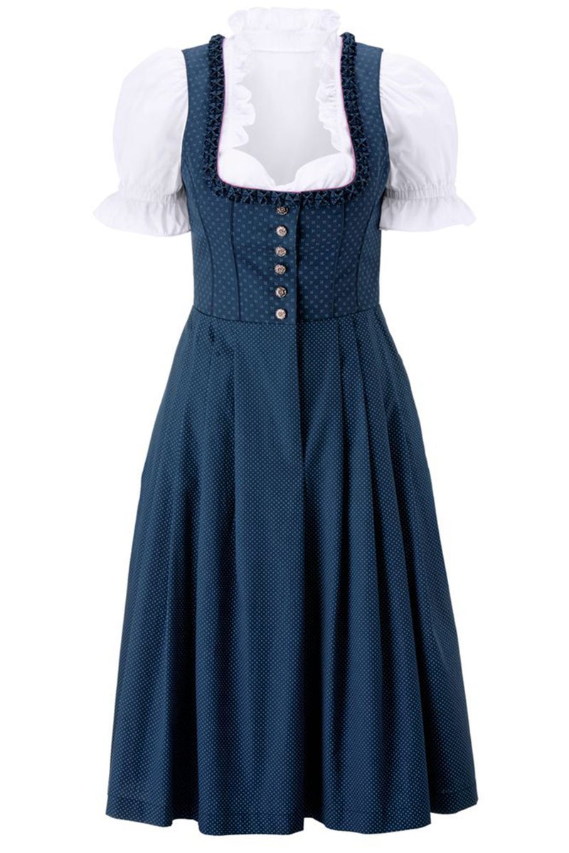 Tchibo Women Allover Print Midi Dress, Navy Blue - Image 4