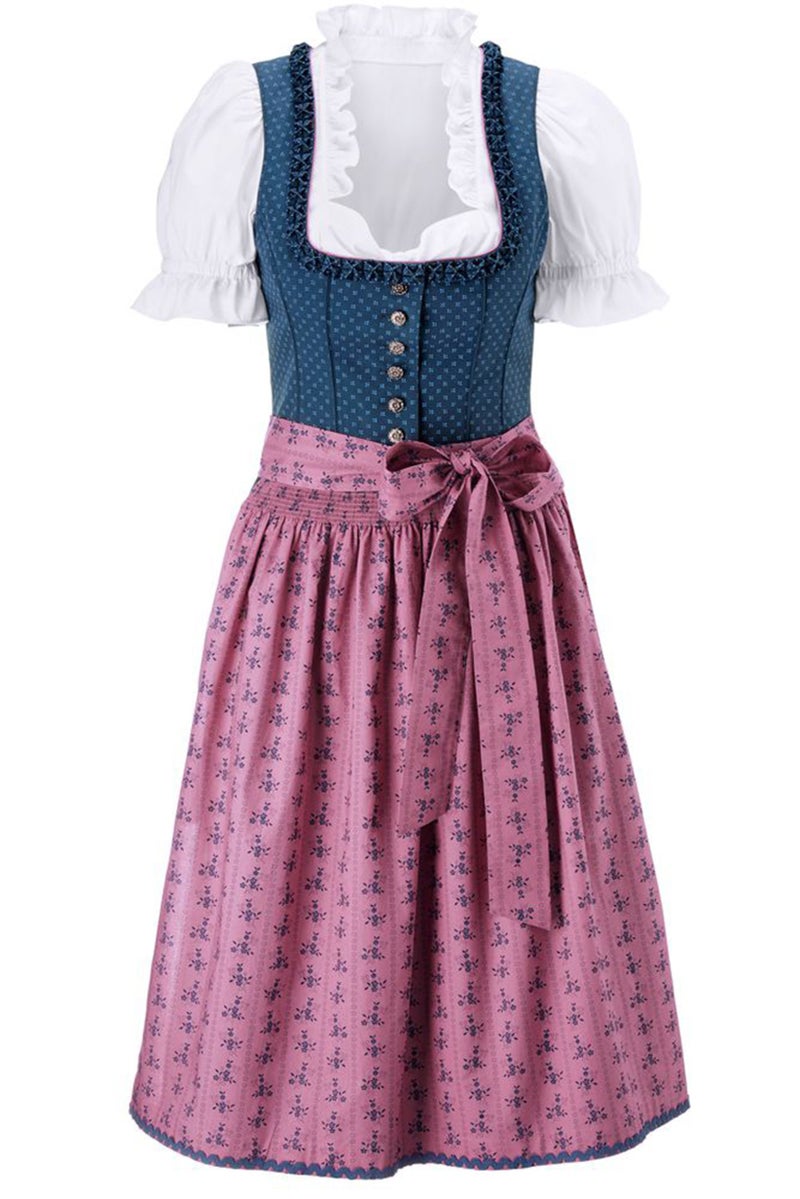 Tchibo Women Allover Print Midi Dress, Navy Blue - Image 2