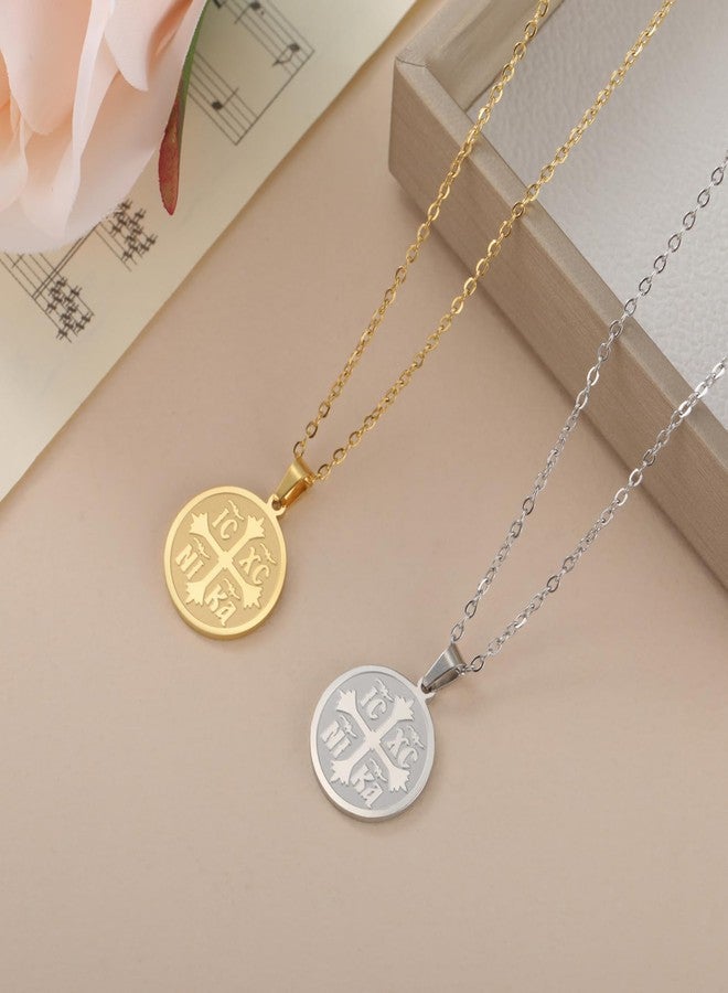 EUEAVAN Orthodox Cross Necklace for Women IC XC NIKA Cross Jesus Christ Medallion Pendant Greek Byzantine Cross Necklace Eastern Religious Jewelry Christian Catholic Gift (gold) - Image 5