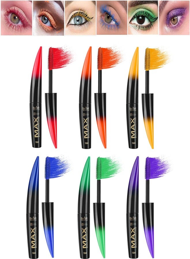 RoseFlower Colored Mascara Set, 6 Colors Waterproof Gift Set - Red, Pink, Purple, Blue, White, Black - Long Lasting, Voluminous Eyelash Mascara - Image 1