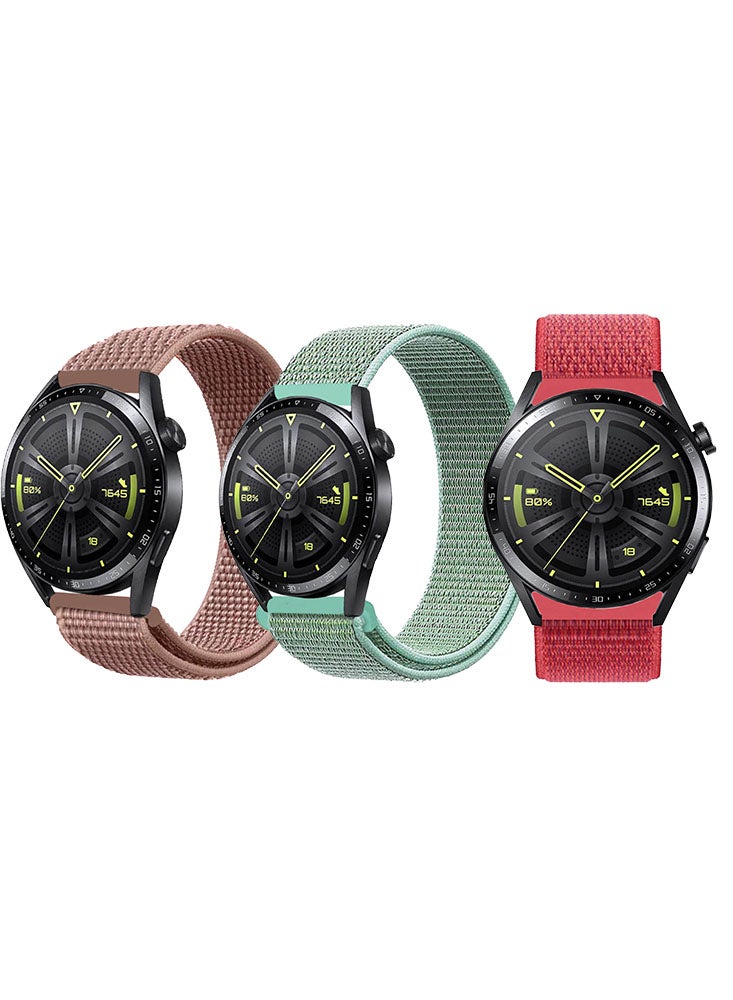 Perfii 3pcs Watchband Bundle Compatible with all Samsung, Huawei, Amazfit, Fitbit and Honor with 22mm band size - Image 1