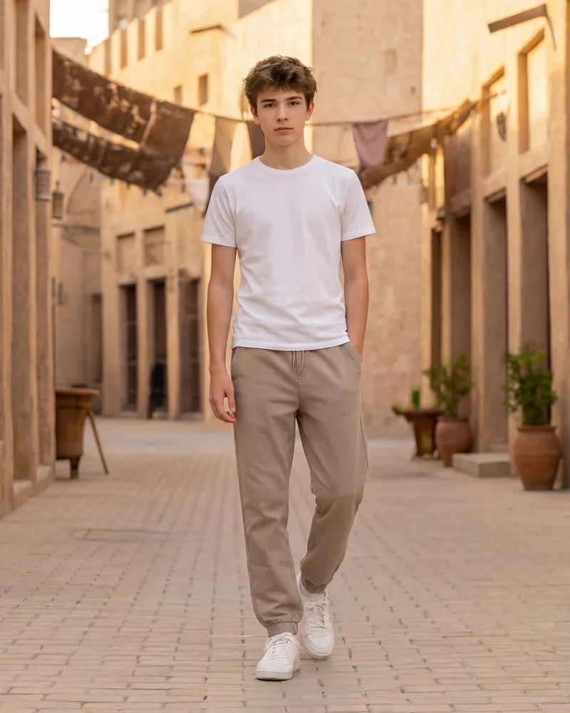 Redtag Senior Boys Olive Knit Jogger with Cuff