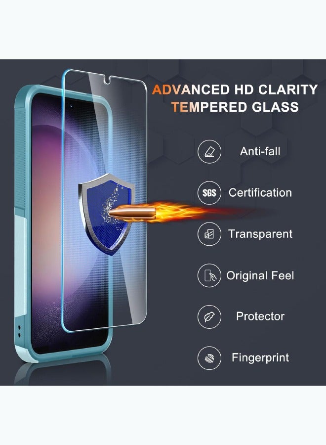 Case for Samsung Galaxy S25, Full Body Dual Layer Heavy Duty Rugged Shockproof Protective Phone Cover with Tempered Glass Screen Protector and Camera Lens Cover, Mint Green - Image 4