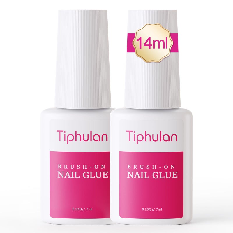 TIPHULAN 14ml Brush On Nail Glue for Press On, Acrylic Nails - Super Strong, Durable & Long-Lasting, Mess Free, Travel Friendly, 0.46 oz(2PCS) - Image 2