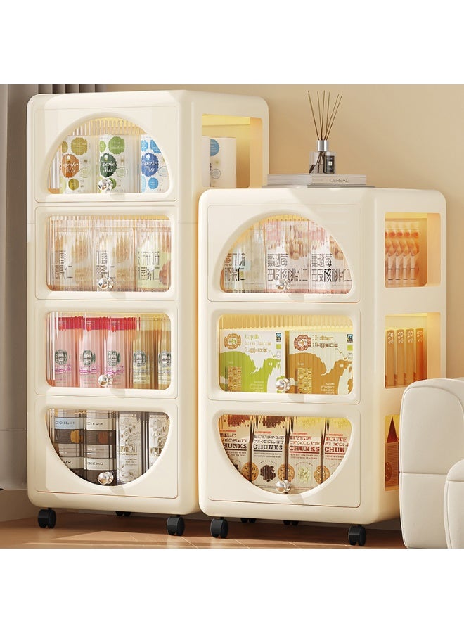 Noon East 3 Layers Clear Plastic Storage Organizer Cart with Visible Drawers, Kitchen Pantry Storage Cabinet with Casters for Dresser Closet Bathroom Bedroom, 33 x 38.5 x 63.5 cm, Cream Frame - Image 5