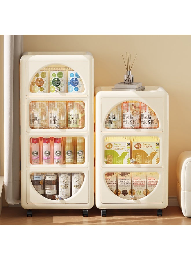 Noon East 3 Layers Clear Plastic Storage Organizer Cart with Visible Drawers, Kitchen Pantry Storage Cabinet with Casters for Dresser Closet Bathroom Bedroom, 33 x 38.5 x 63.5 cm, Cream Frame - Image 3