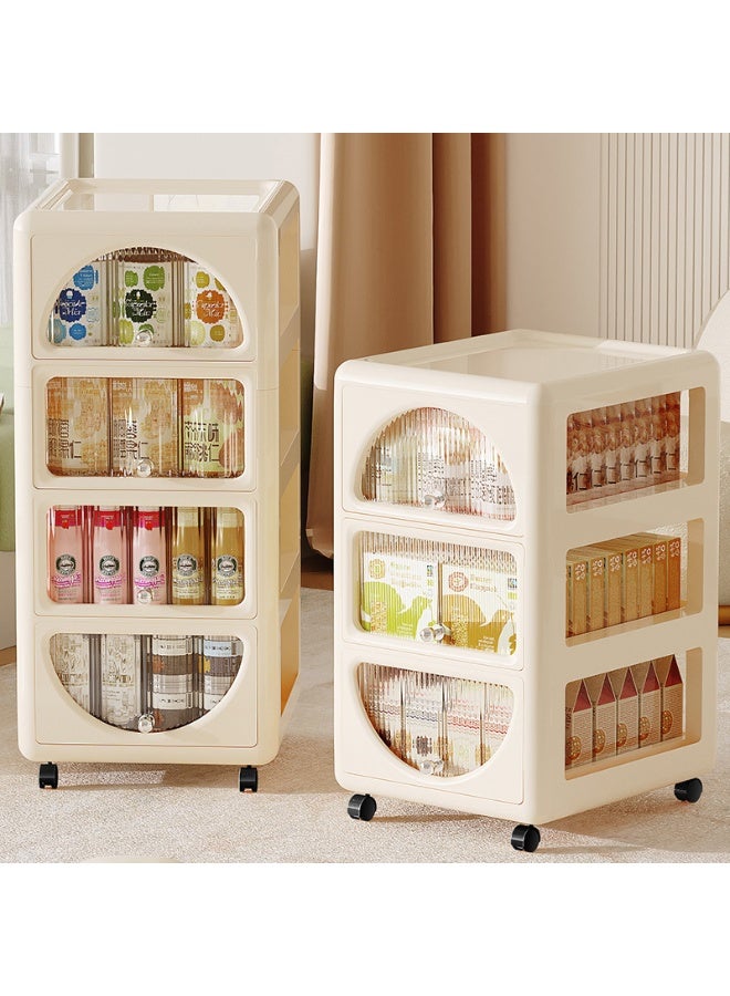 Noon East 3 Layers Clear Plastic Storage Organizer Cart with Visible Drawers, Kitchen Pantry Storage Cabinet with Casters for Dresser Closet Bathroom Bedroom, 33 x 38.5 x 63.5 cm, Cream Frame - Image 4